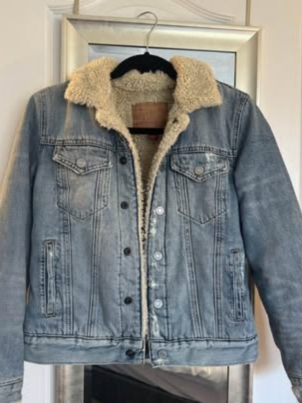 Lucky Brand Sherpa Lined Denim Jacket Light Wash XS